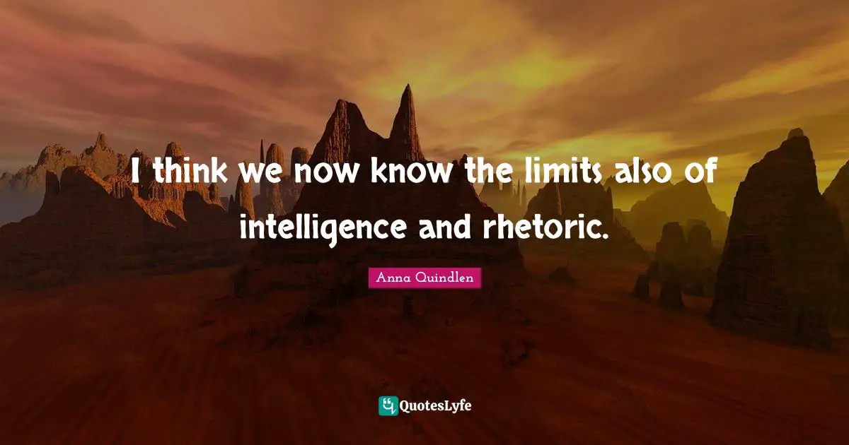 I think we now know the limits also of intelligence and rhetoric.