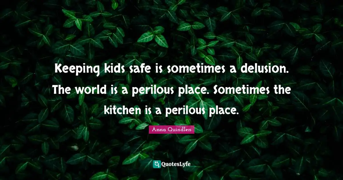 Keeping kids safe is sometimes a delusion. The world is a perilous place. Sometimes the kitchen is a perilous place.