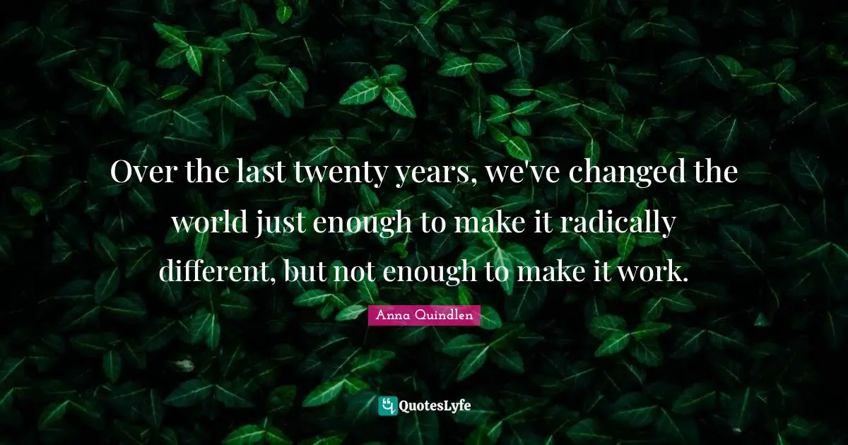 Over the last twenty years, we've changed the world just enough to make it radically different, but not enough to make it work.