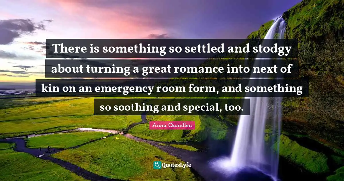 There is something so settled and stodgy about turning a great romance into next of kin on an emergency room form, and something so soothing and special, too.