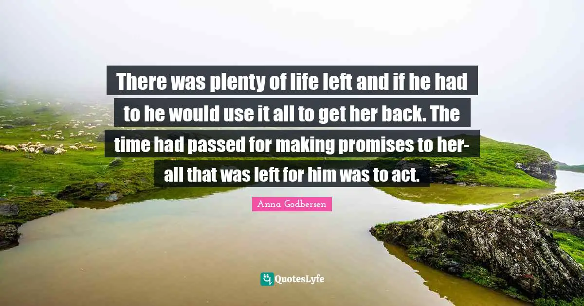 There was plenty of life left and if he had to he would use it all to get her back. The time had passed for making promises to her-all that was left for him was to act.