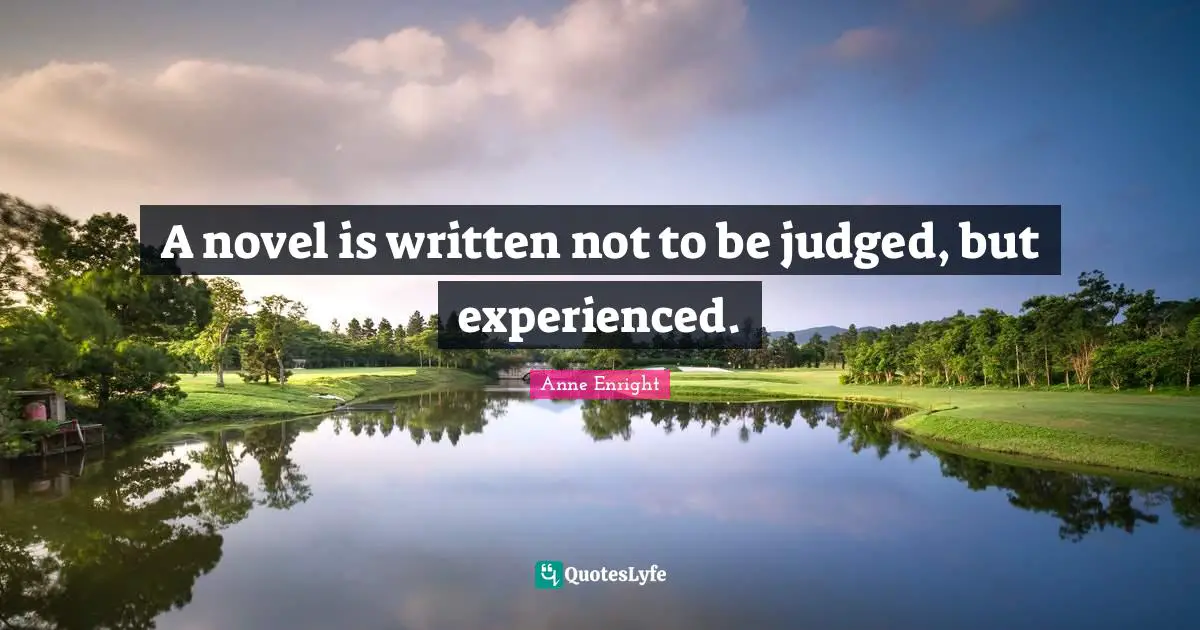 Anne Enright Quotes: "A novel is written not to be judged, but experienced."