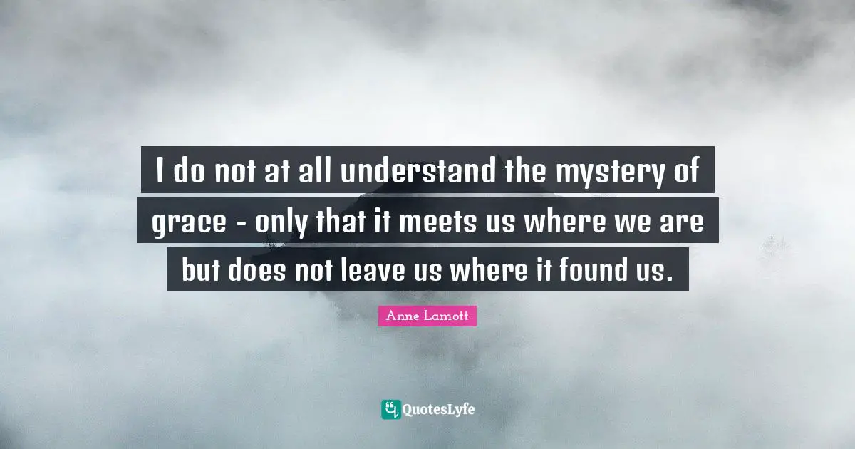 Mystery Quotes: "I do not at all understand the mystery of grace - only that it meets us where we are but does not leave us where it found us."