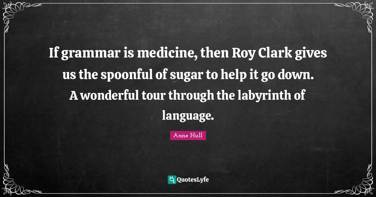 If grammar is medicine, then Roy Clark gives us the spoonful of sugar to help it go down. A wonderful tour through the labyrinth of language.