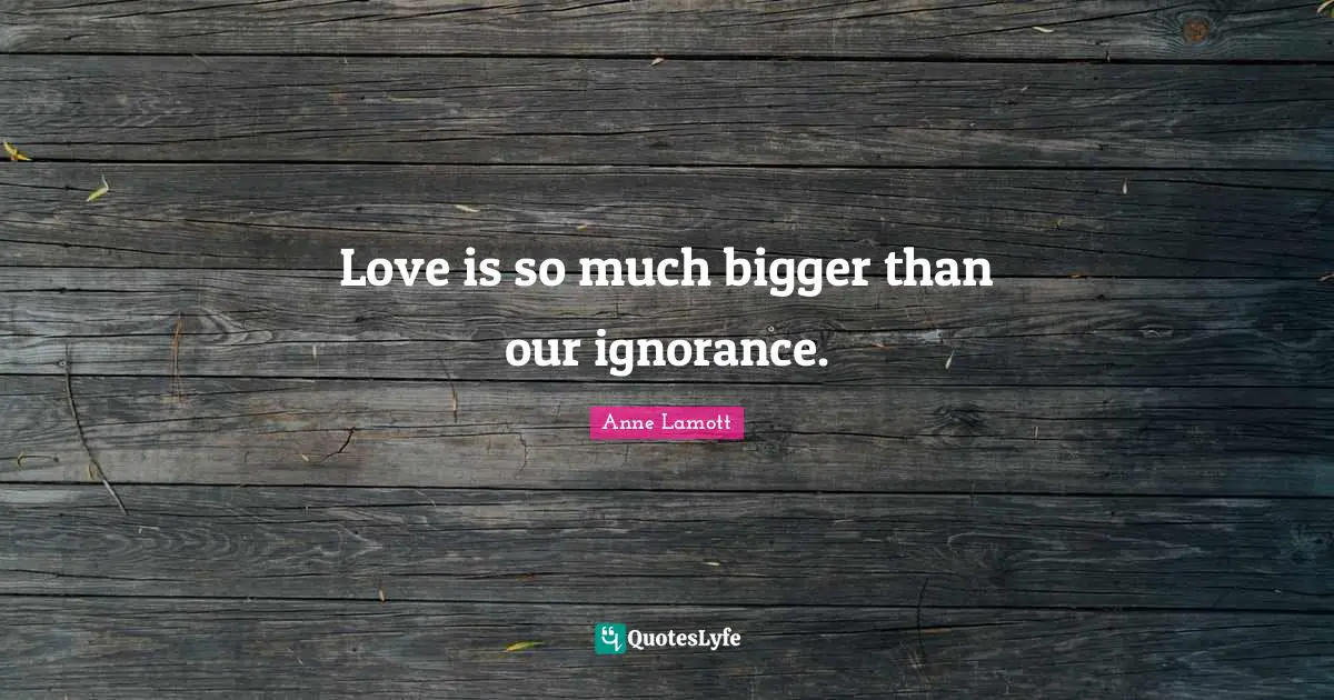 Anne Lamott Quotes: "Love is so much bigger than our ignorance."