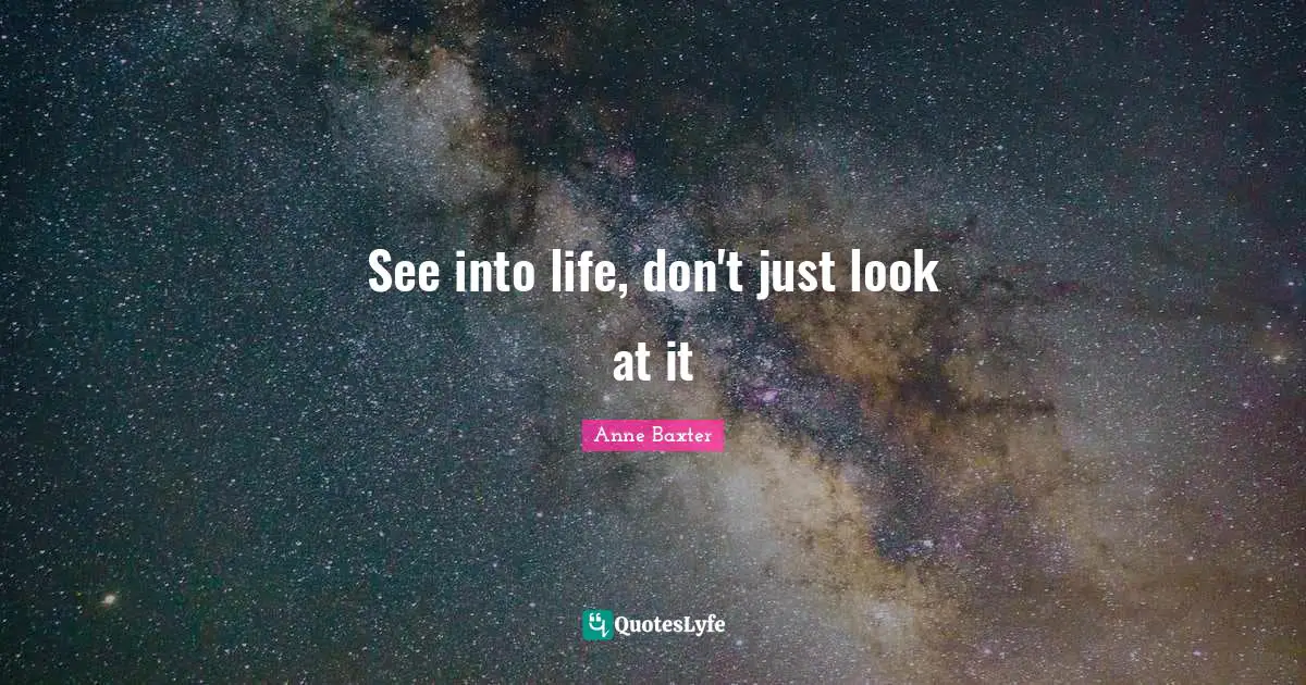 See into life, don't just look at it