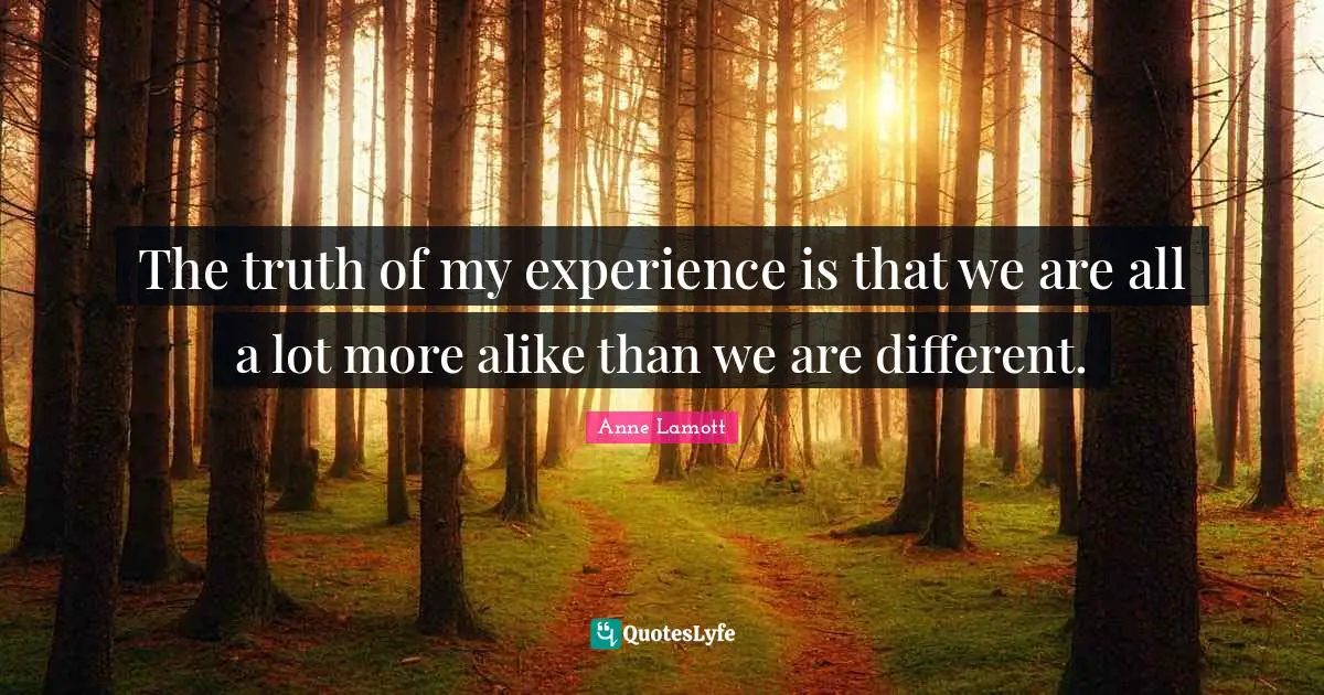 The truth of my experience is that we are all a lot more alike than we are different.