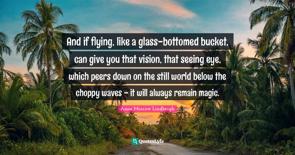 And if flying, like a glass-bottomed bucket, can give you that vision, that seeing eye, which peers down on the still world below the choppy waves - it will always remain magic.