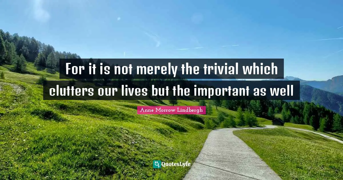 Clutter Quotes: "For it is not merely the trivial which clutters our lives but the important as well"