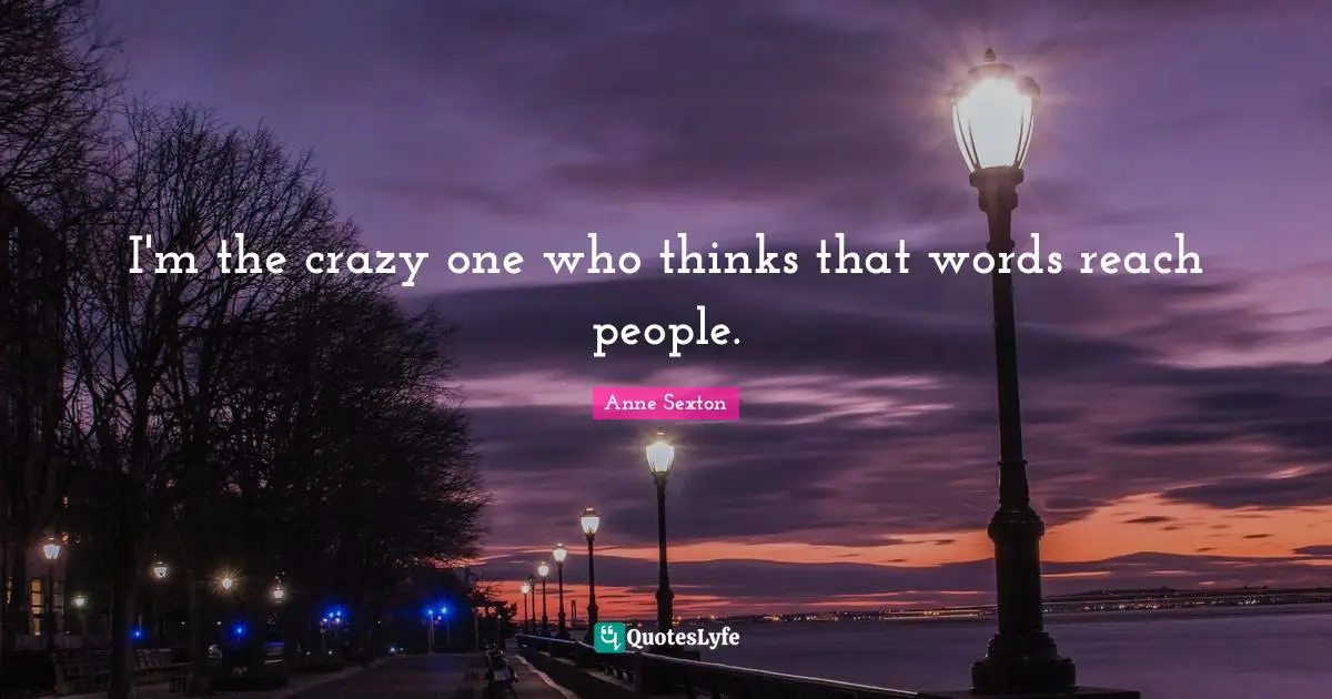 Anne Sexton Quotes: "I'm the crazy one who thinks that words reach people."