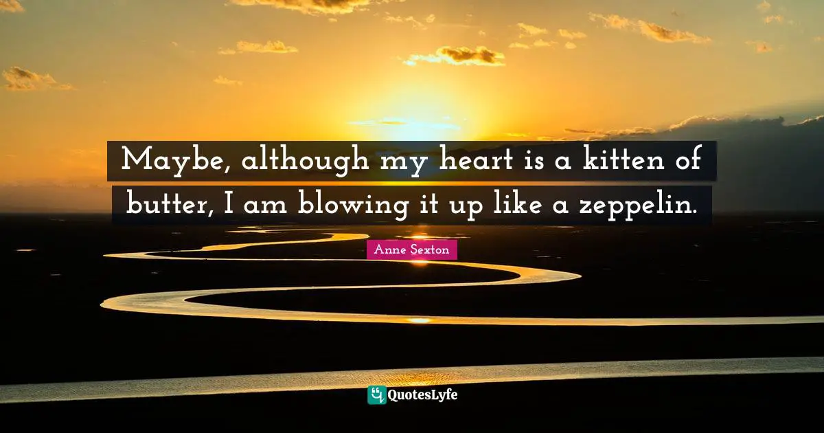 Maybe, although my heart is a kitten of butter, I am blowing it up like a zeppelin.
