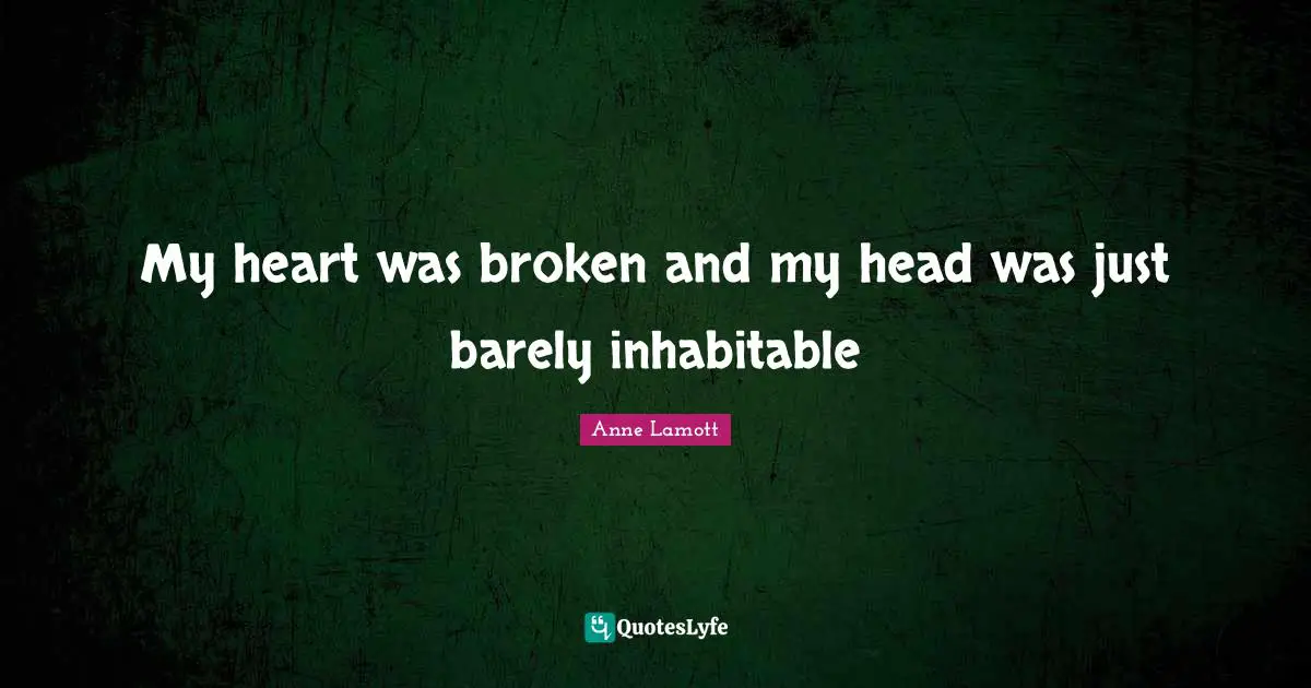 Heart Broken Quotes: "My heart was broken and my head was just barely inhabitable"