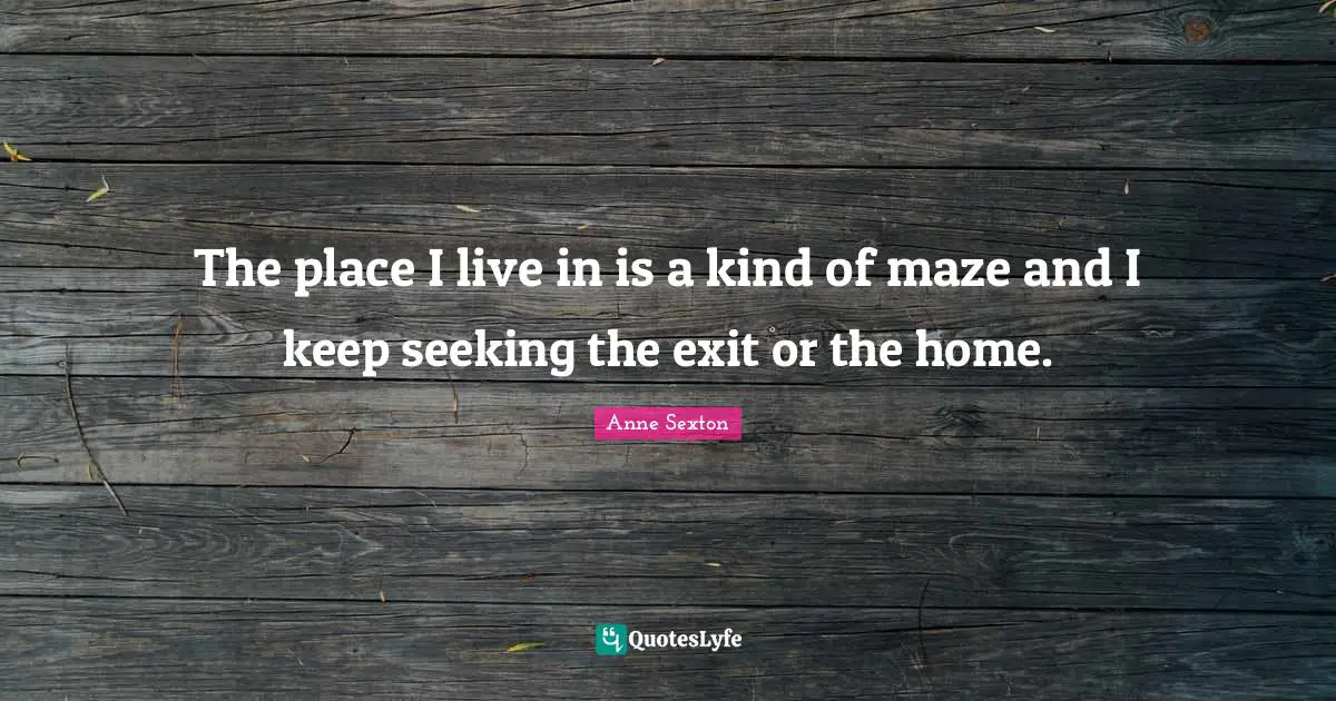 The place I live in is a kind of maze and I keep seeking the exit or the home.