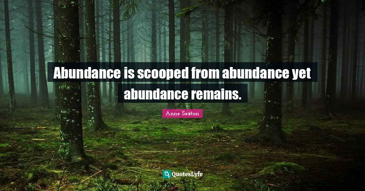 Abundance is scooped from abundance yet abundance remains.
