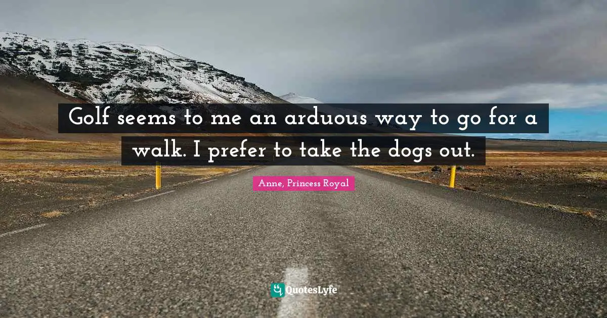 Golf seems to me an arduous way to go for a walk. I prefer to take the dogs out.