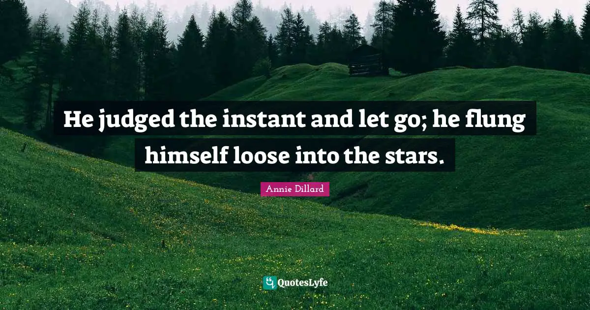He judged the instant and let go; he flung himself loose into the stars.