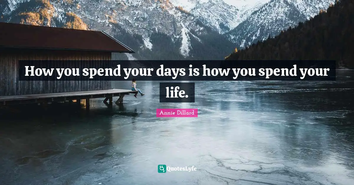 How you spend your days is how you spend your life.