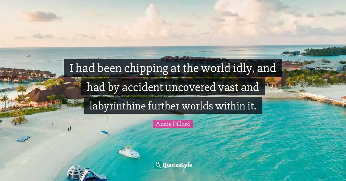 I had been chipping at the world idly, and had by accident uncovered vast and labyrinthine further worlds within it.