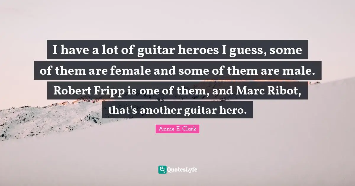 I have a lot of guitar heroes I guess, some of them are female and some of them are male. Robert Fripp is one of them, and Marc Ribot, that's another guitar hero.