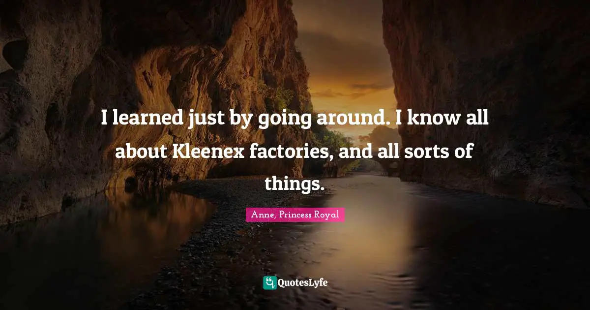 I learned just by going around. I know all about Kleenex factories, and all sorts of things.
