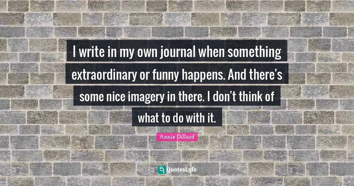 I write in my own journal when something extraordinary or funny happens. And there's some nice imagery in there. I don't think of what to do with it.