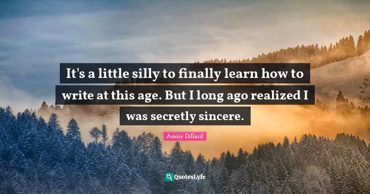 It's a little silly to finally learn how to write at this age. But I long ago realized I was secretly sincere.