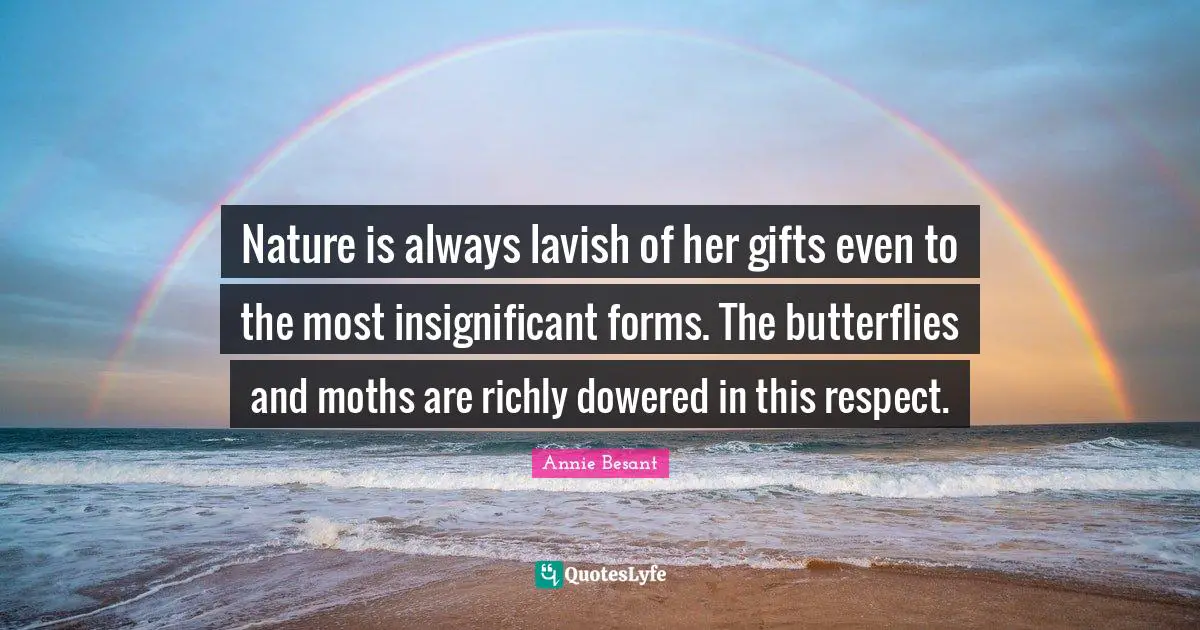 Nature is always lavish of her gifts even to the most insignificant forms. The butterflies and moths are richly dowered in this respect.