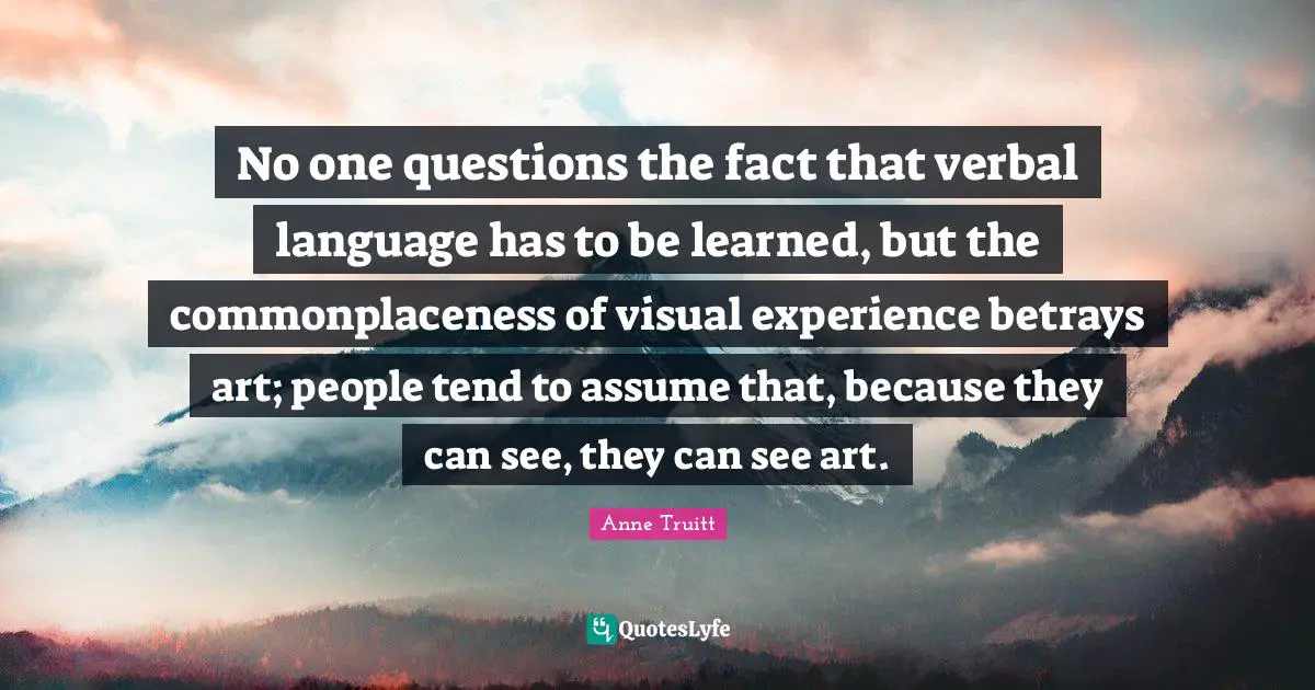 No one questions the fact that verbal language has to be learned, but the commonplaceness of visual experience betrays art; people tend to assume that, because they can see, they can see art.