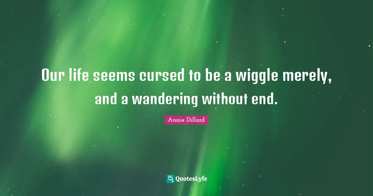 Our life seems cursed to be a wiggle merely, and a wandering without end.