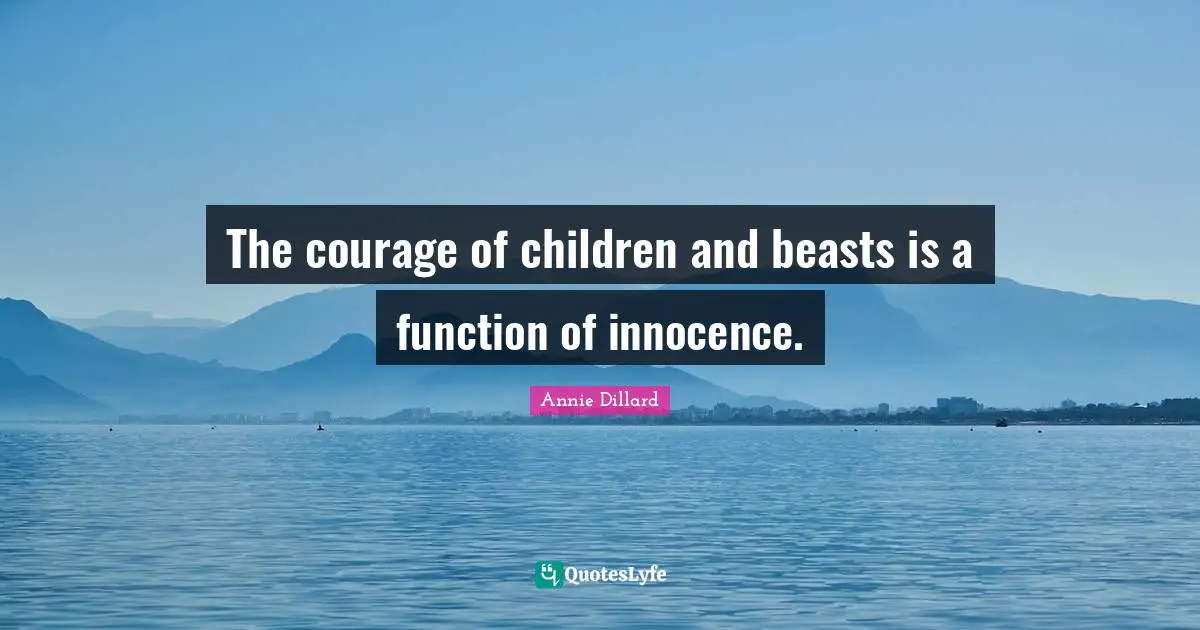 The courage of children and beasts is a function of innocence.