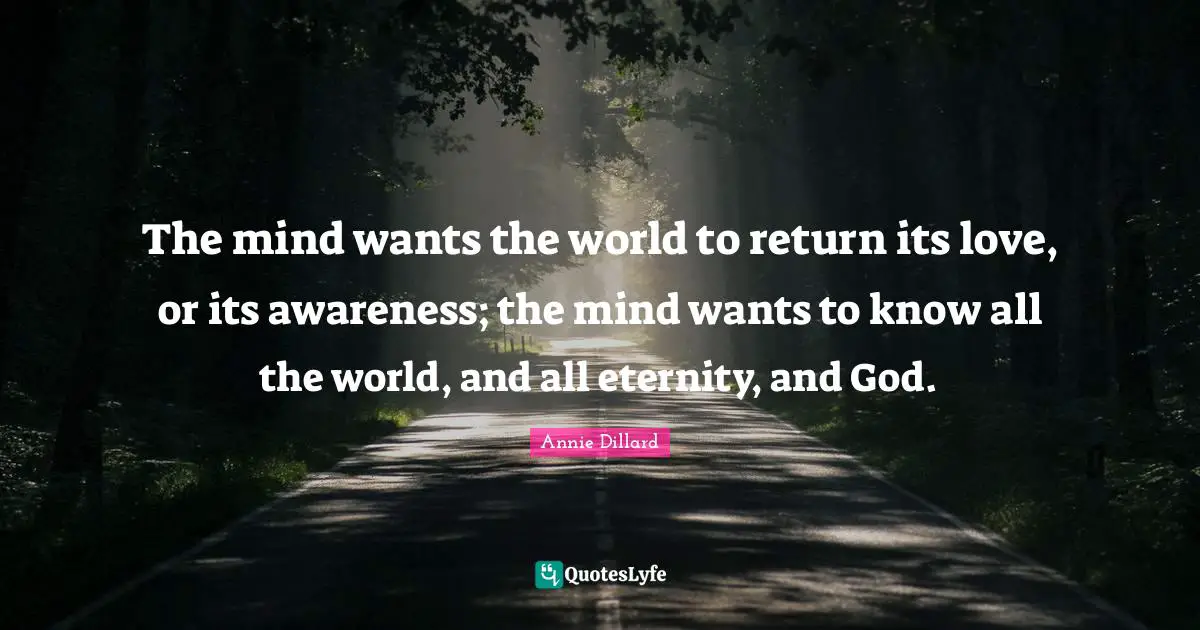 The mind wants the world to return its love, or its awareness; the mind wants to know all the world, and all eternity, and God.