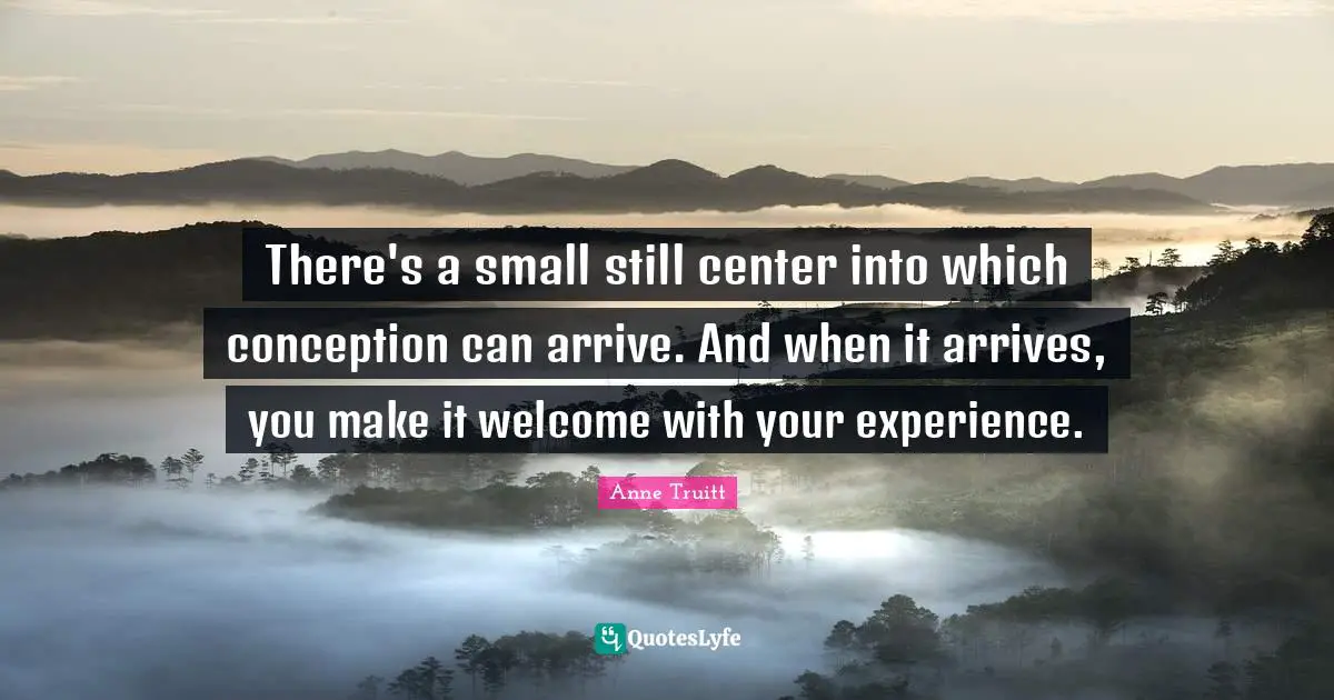 There's a small still center into which conception can arrive. And when it arrives, you make it welcome with your experience.