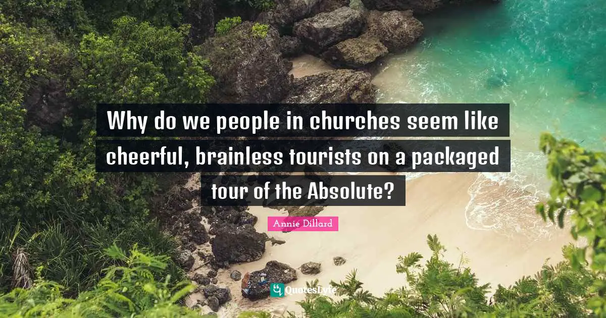Why do we people in churches seem like cheerful, brainless tourists on a packaged tour of the Absolute?