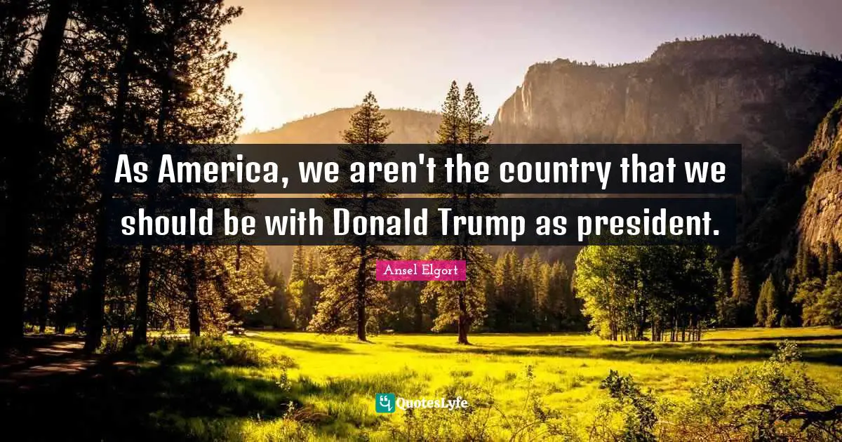 As America, we aren't the country that we should be with Donald Trump as president.