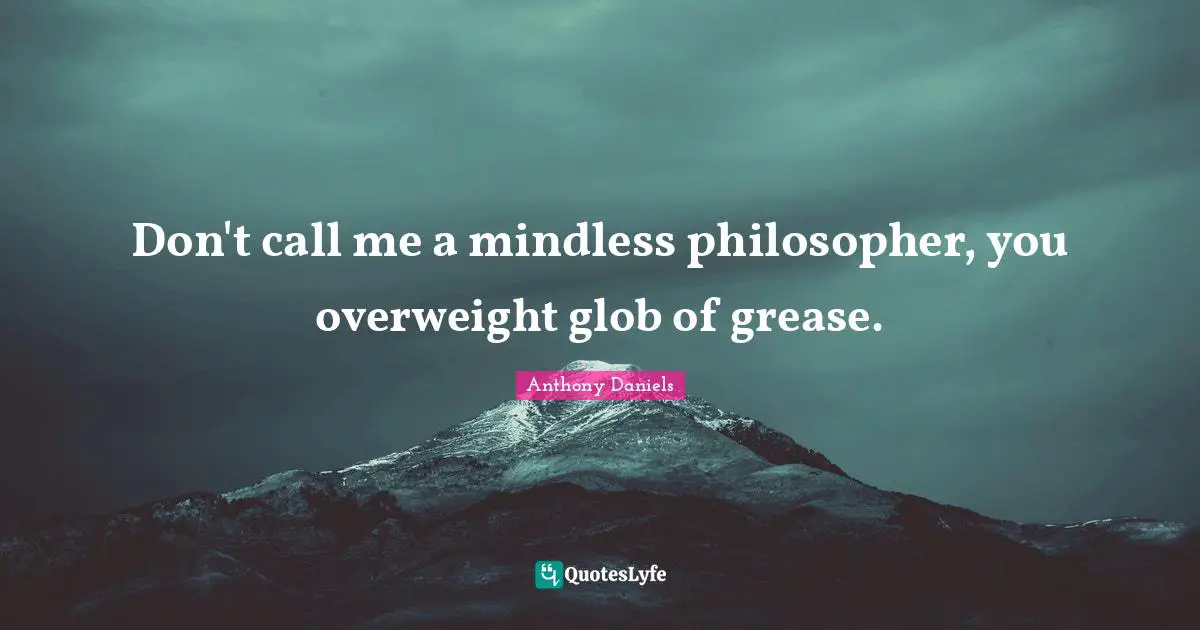 Don't call me a mindless philosopher, you overweight glob of grease.