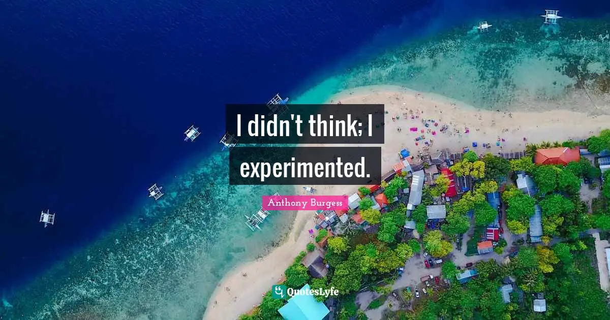 Anthony Burgess Quotes: "I didn't think; I experimented."