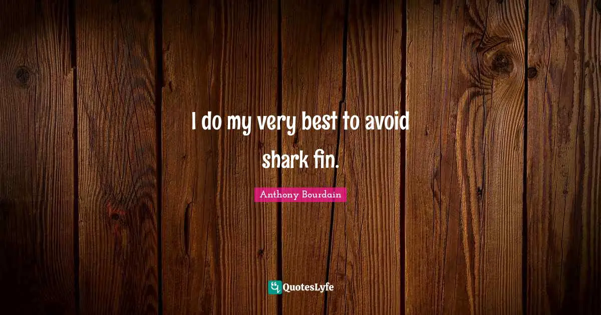 I do my very best to avoid shark fin.