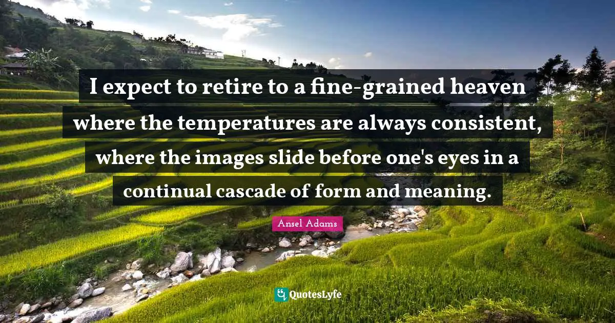 Temperature Quotes: "I expect to retire to a fine-grained heaven where the temperatures are always consistent, where the images slide before one's eyes in a continual cascade of form and meaning."
