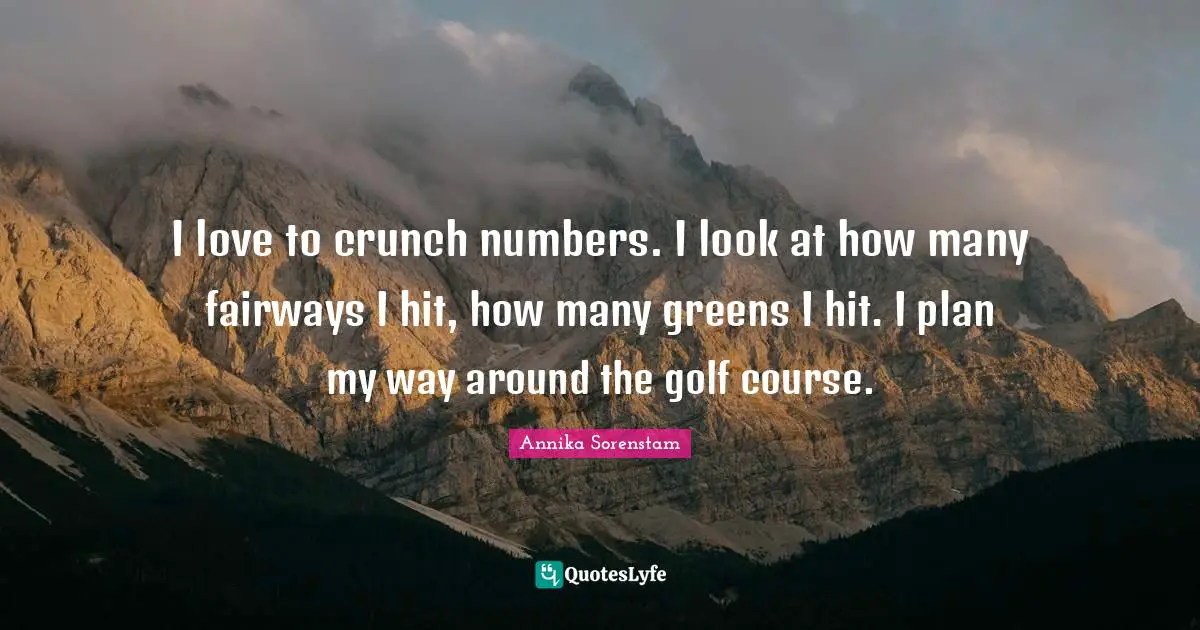 I love to crunch numbers. I look at how many fairways I hit, how many greens I hit. I plan my way around the golf course.