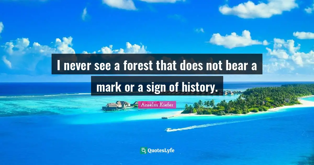 I never see a forest that does not bear a mark or a sign of history.