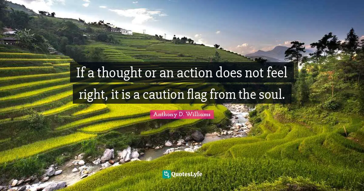 If a thought or an action does not feel right, it is a caution flag from the soul.