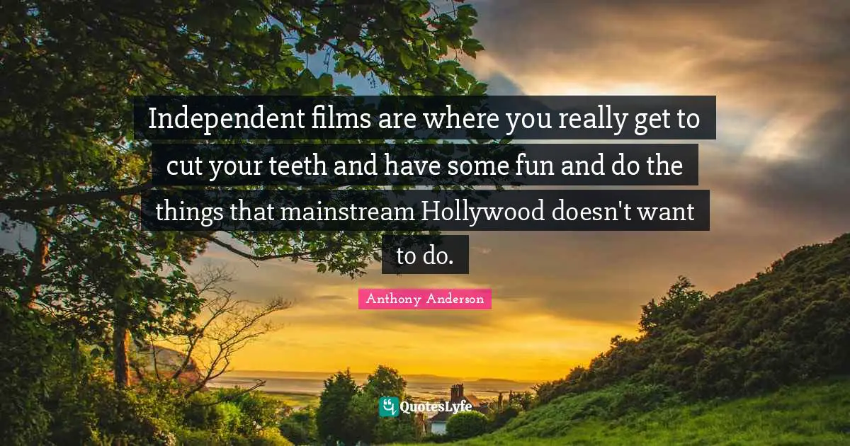 Independent films are where you really get to cut your teeth and have some fun and do the things that mainstream Hollywood doesn't want to do.