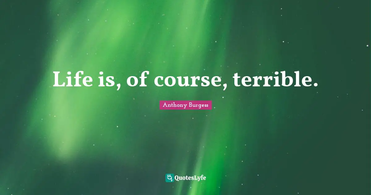 Life is, of course, terrible.