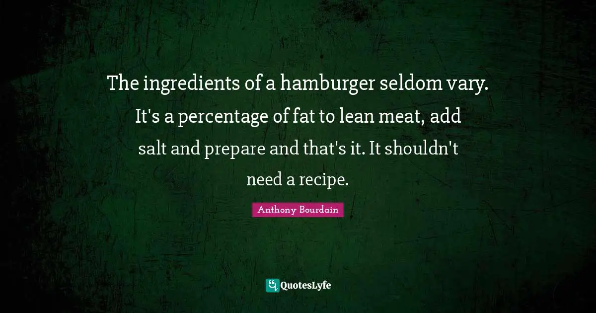 The ingredients of a hamburger seldom vary. It's a percentage of fat to lean meat, add salt and prepare and that's it. It shouldn't need a recipe.