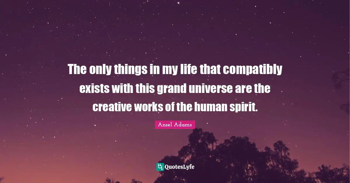The only things in my life that compatibly exists with this grand universe are the creative works of the human spirit.