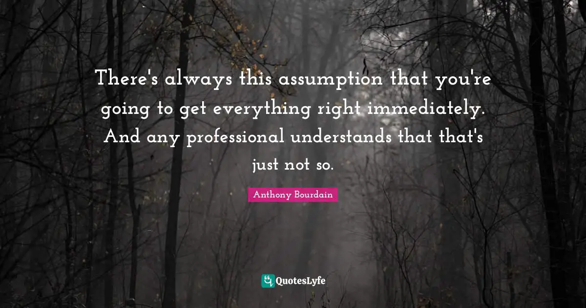 There's always this assumption that you're going to get everything right immediately. And any professional understands that that's just not so.