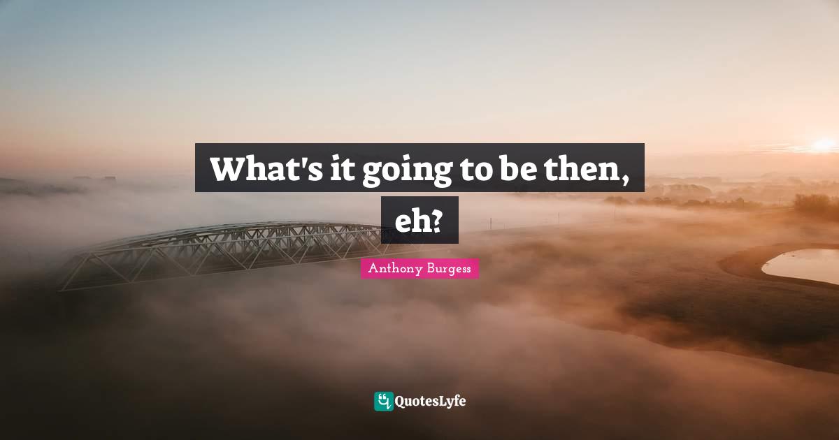 What's it going to be then, eh?