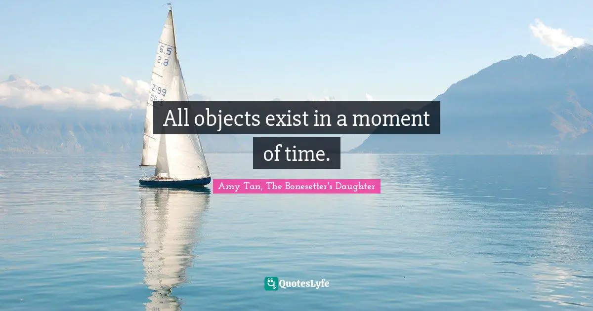 Amy Tan Quotes: "All objects exist in a moment of time."