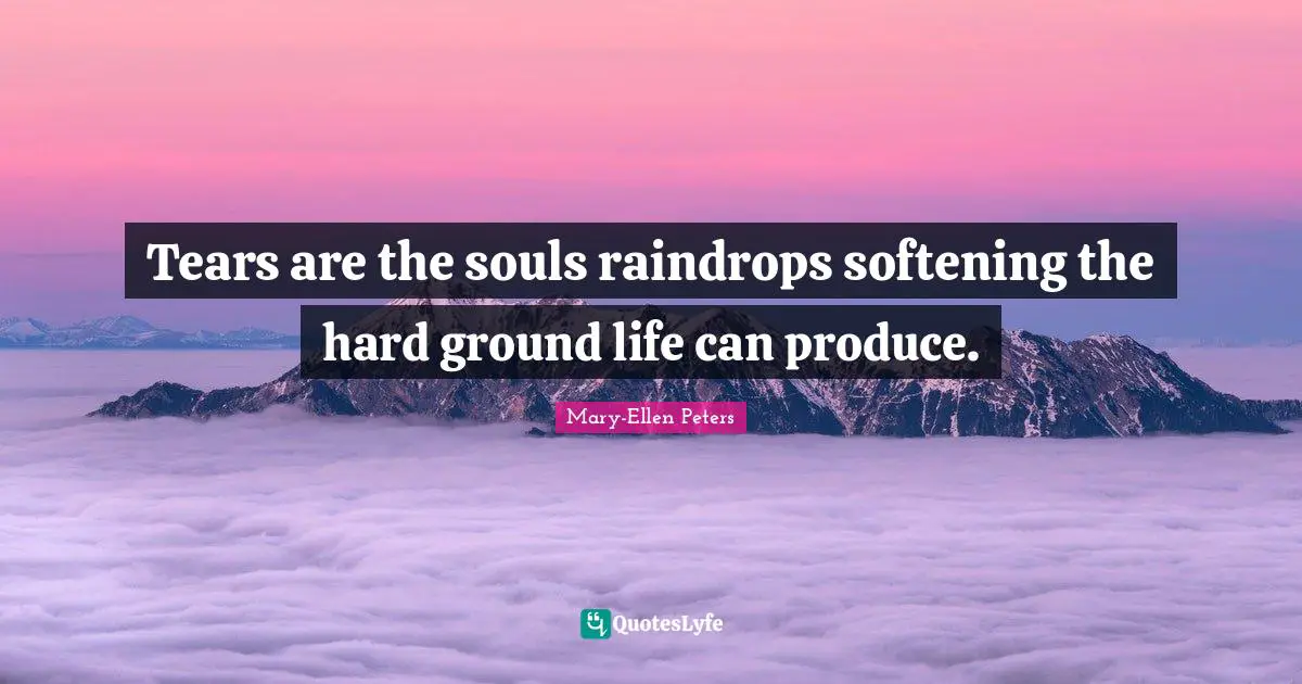 Tears are the souls raindrops softening the hard ground life can produce.