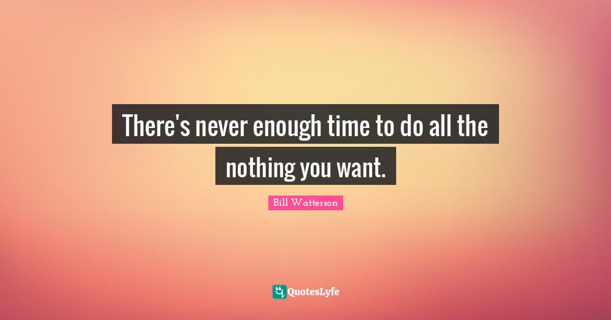 There's never enough time to do all the nothing you want.